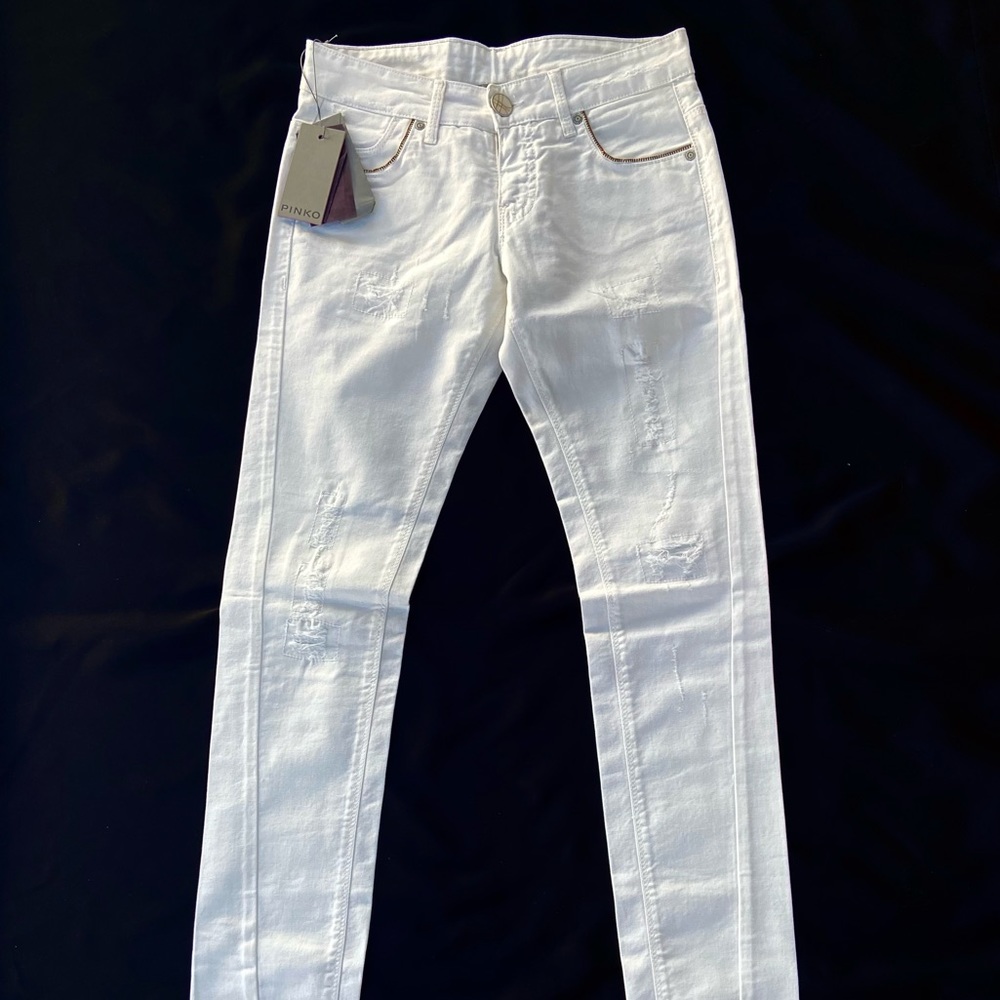 Pinko designer Italian ripped skinny jeans.